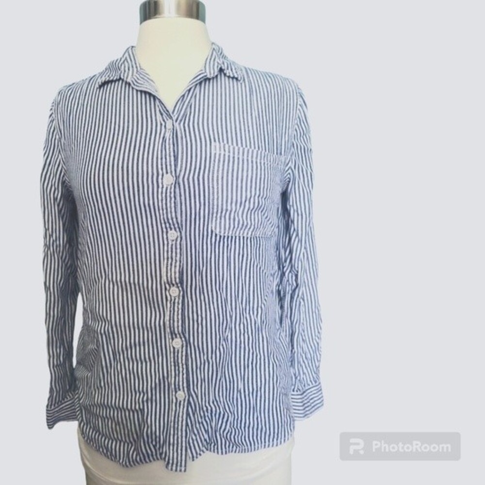BEACHLUNCHLOUNGE COLLECTION BLUE&WHITE STRIPE BUTTON DOWN SHIRT - M
